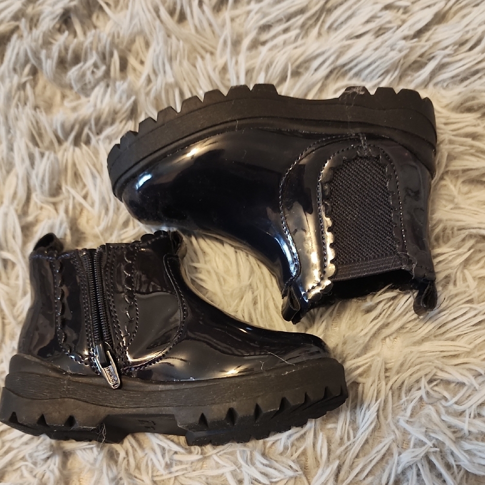 Zara Glossy Black Kids Boots